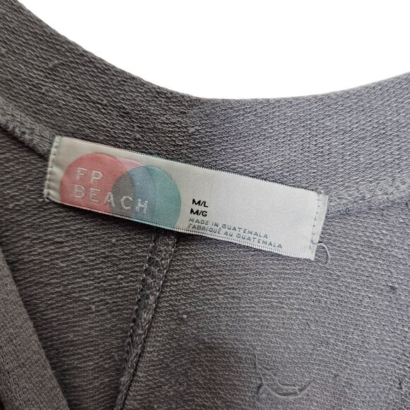 Free People Beach Gray Long Sleeve Tunic M/L Soft‎ Flowy Lightweight Casual Boho - Picture 4 of 7